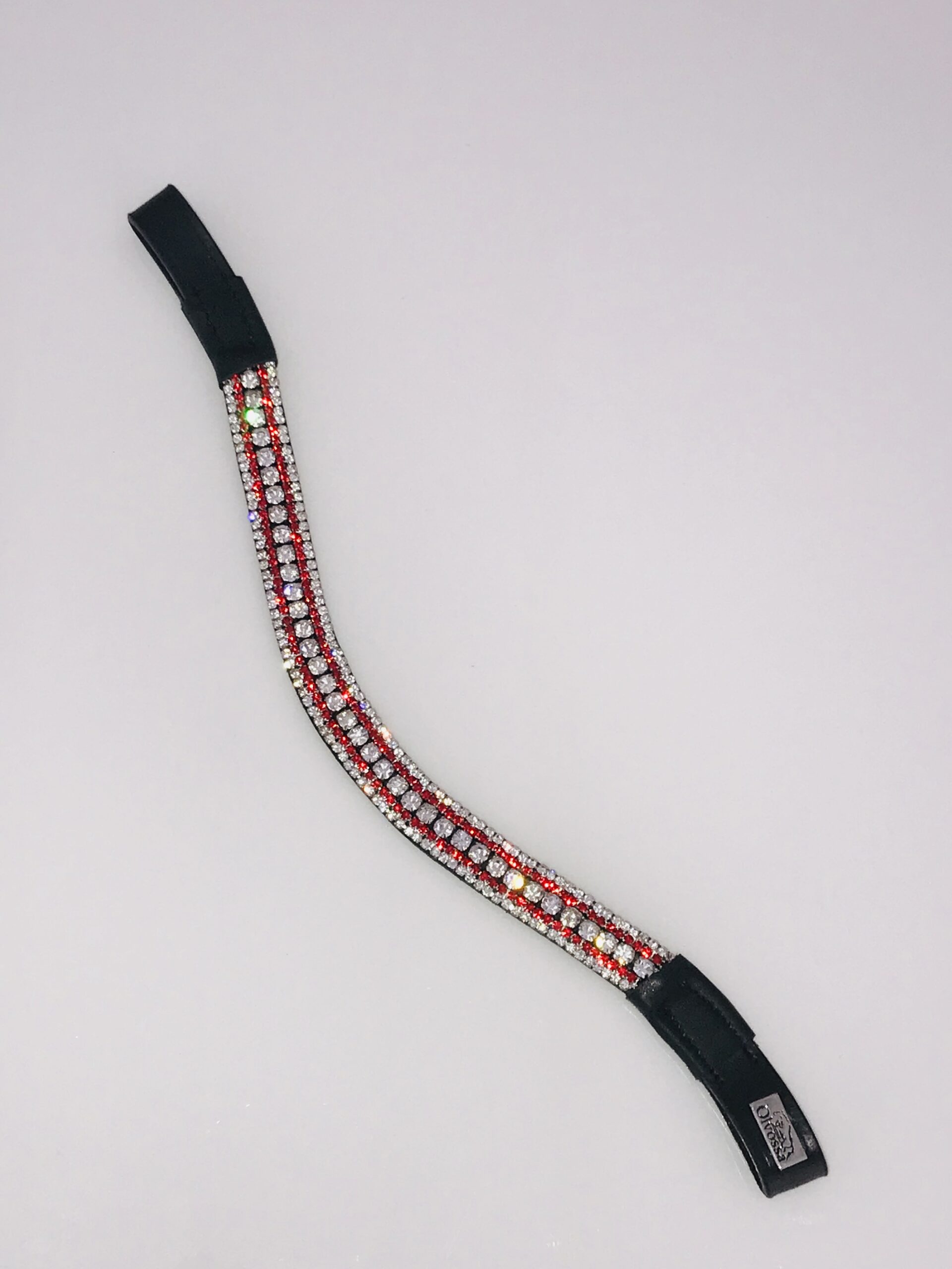 thumbnail image 2 of FSS 3-Row Crystal Posh Curve Shaped Browband – Clear White Silver Bling For Horse Bridles, Leather 2 of 3